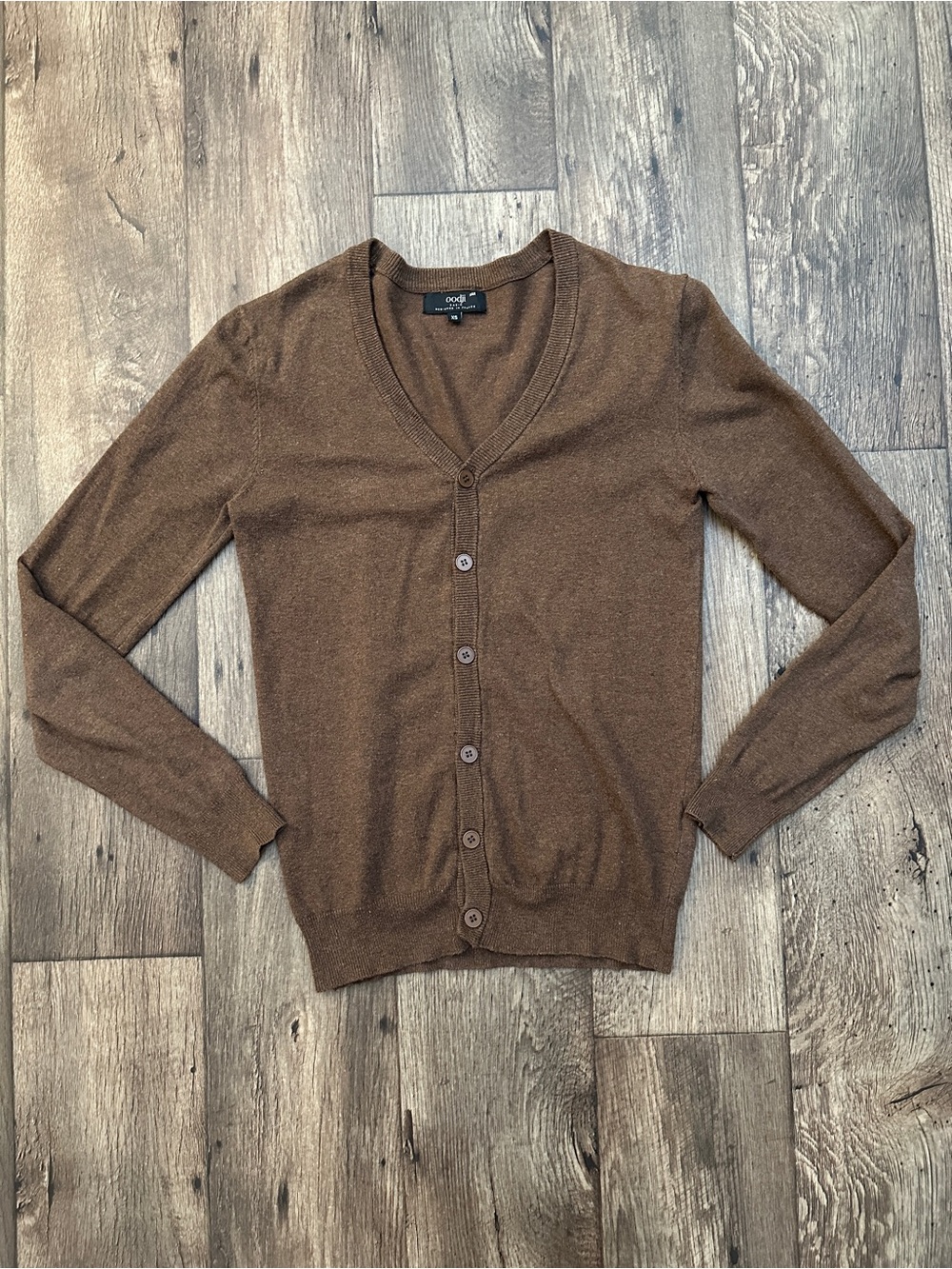 Oodji Knit Cotton Blend Preppy Buttoned Cardigan Sweater Men’s Size XS Brown